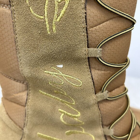 VTG Y2K Baby Phat Tan Faux Fur Trim Lace Up Knee High Boot Quilted Retro Sz 8.5B - Picture 4 of 12